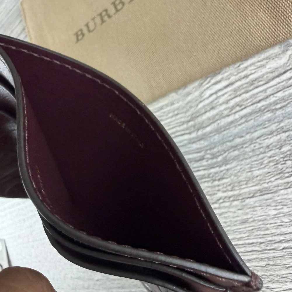 Burberry Sandon TB Monogram Calf Leather Card Holder Burgundy NWT Dust Bag